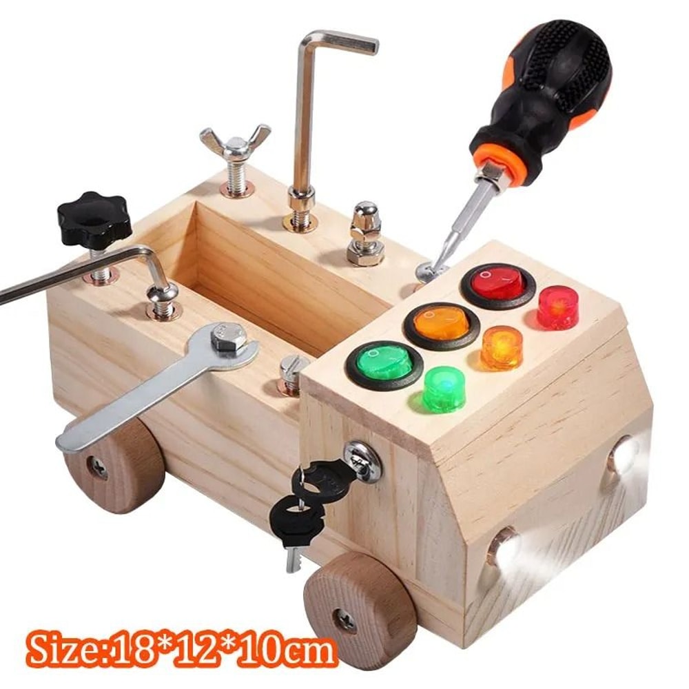 Montessori LED Light Switch And Steering Wheel Busy Board 26