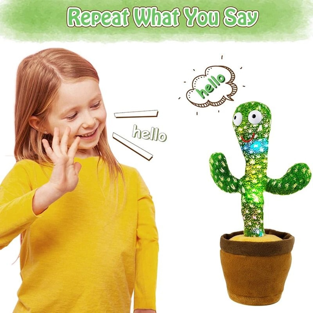 Dancing Cactus Talking Speaker Toy With Voice Repeat And LED 1