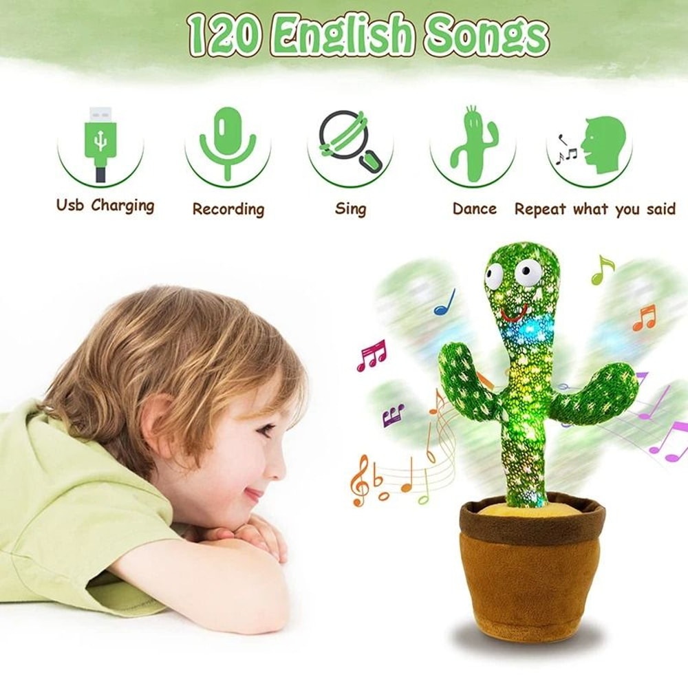 Dancing Cactus Talking Speaker Toy With Voice Repeat And LED 2