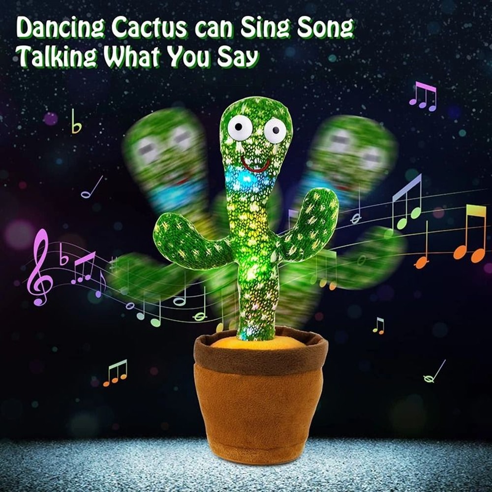 Dancing Cactus Talking Speaker Toy With Voice Repeat And LED 5