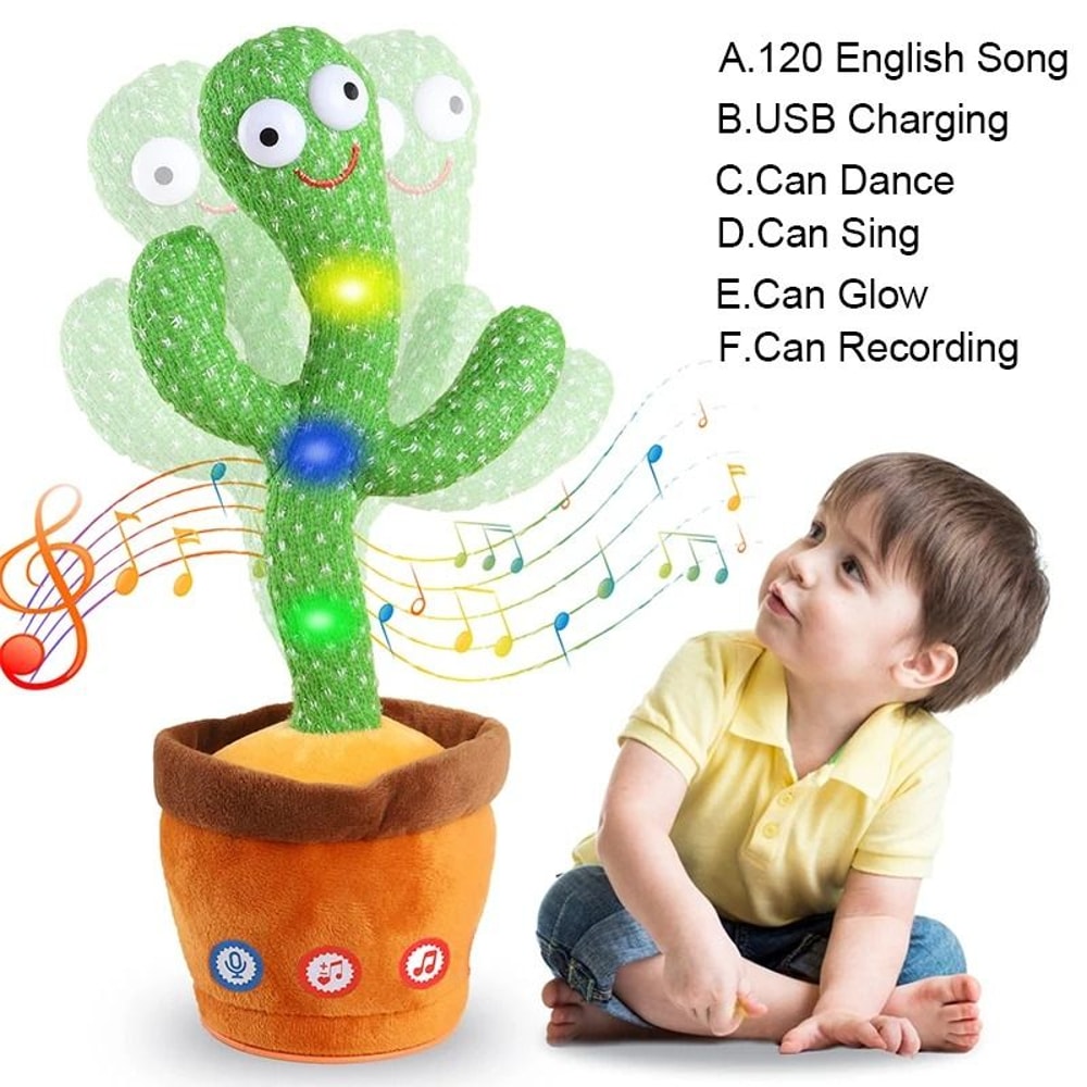 Dancing Cactus Talking Speaker Toy With Voice Repeat And LED 6