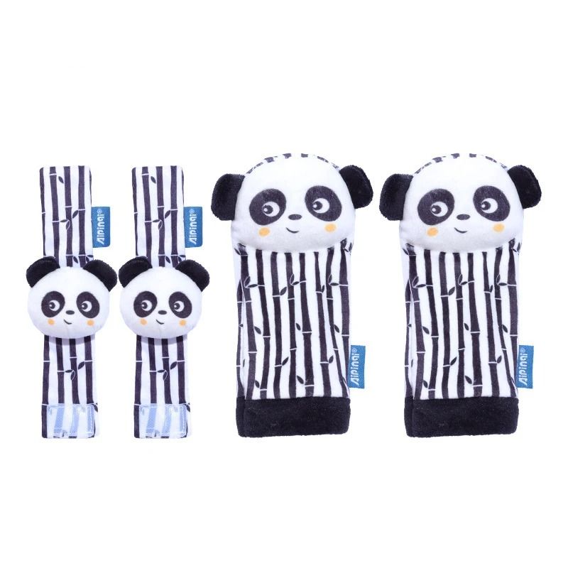 Black And White Sensory Infant Wrist Rattle And Foot Finder Set 6