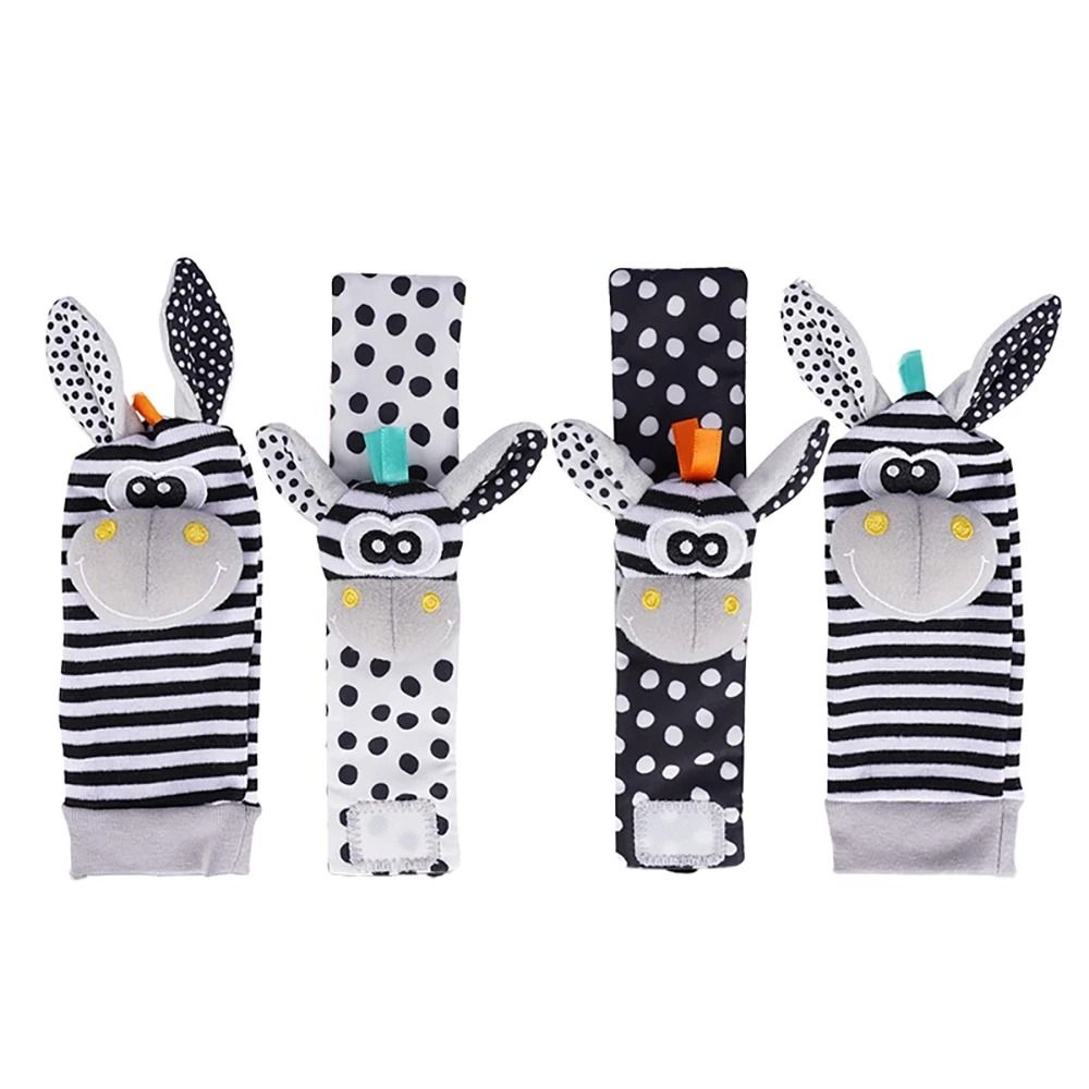 Black And White Sensory Infant Wrist Rattle And Foot Finder Set 8