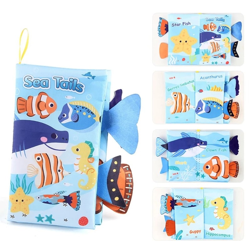 Educational Cartoon Animal Tail Baby Cloth Book 11