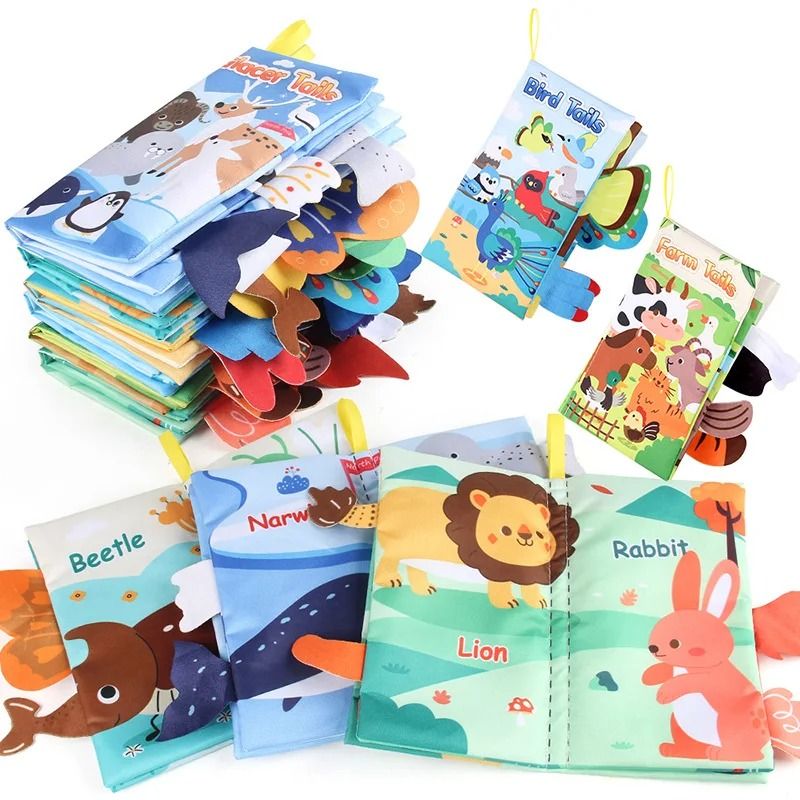 Educational Cartoon Animal Tail Baby Cloth Book 1