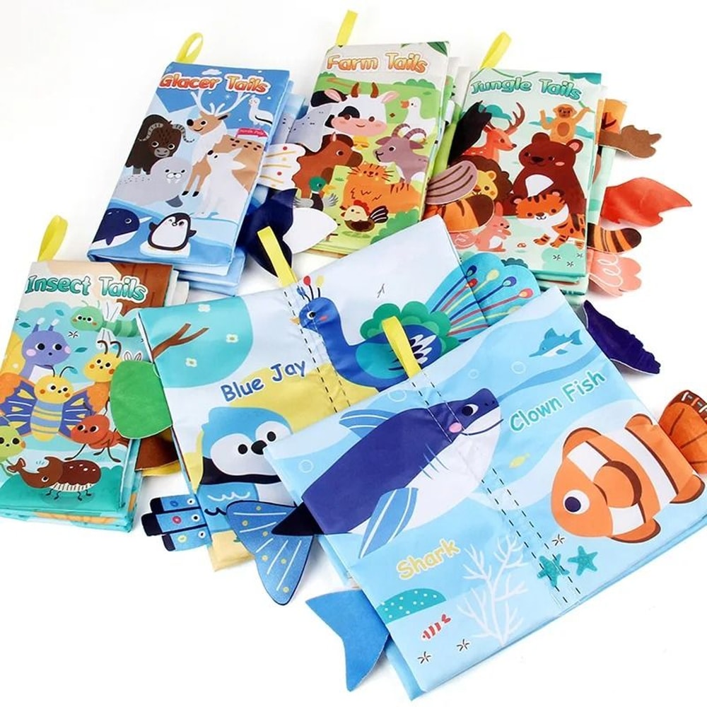Educational Cartoon Animal Tail Baby Cloth Book 2