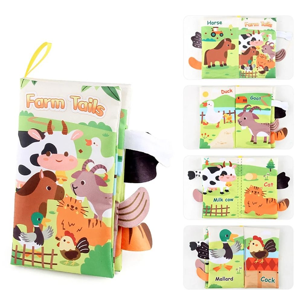 Educational Cartoon Animal Tail Baby Cloth Book 6