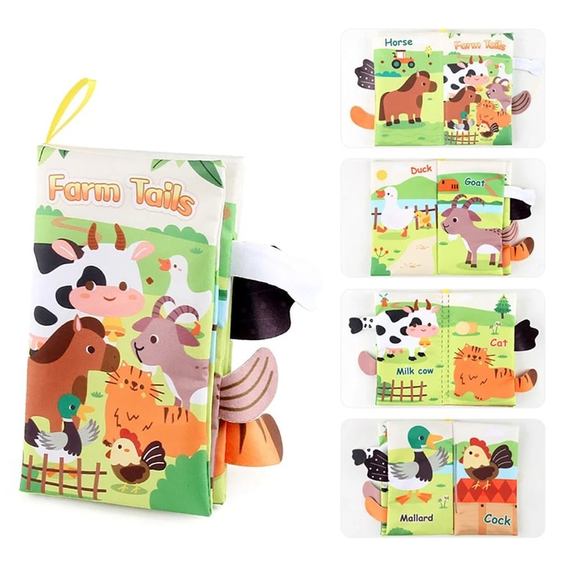 Educational Cartoon Animal Tail Baby Cloth Book 6