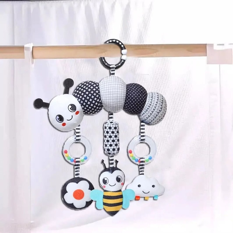 Black And White Sensory Hanging Crocodile Rattle Toy 2