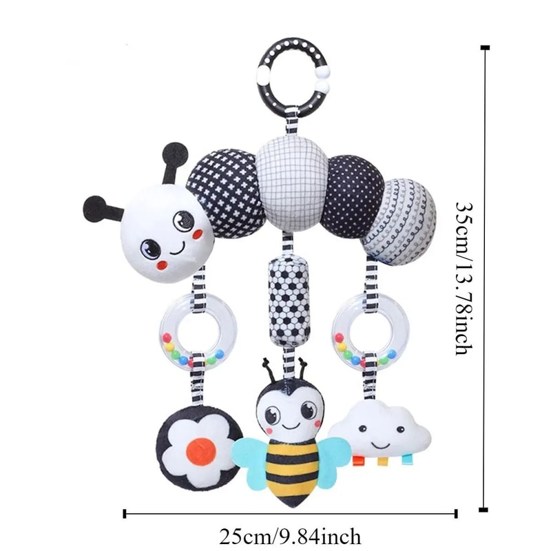 Black And White Sensory Hanging Crocodile Rattle Toy 4