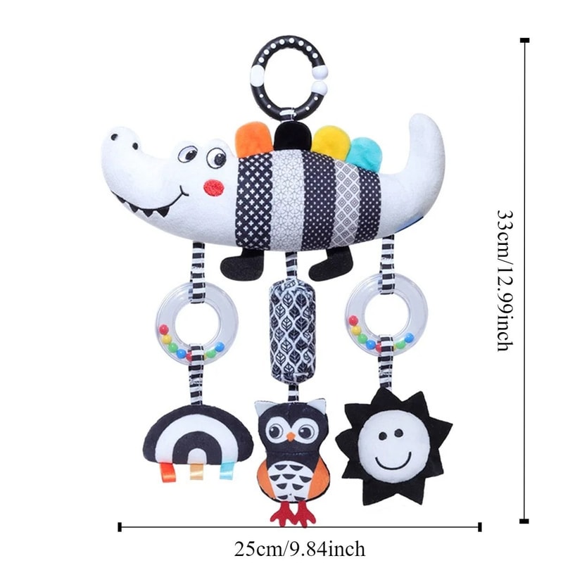 Black And White Sensory Hanging Crocodile Rattle Toy 5