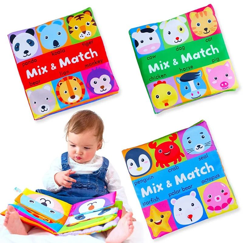 Montessori Early Educational Cartoon Animal Face Matching Cloth Book 1