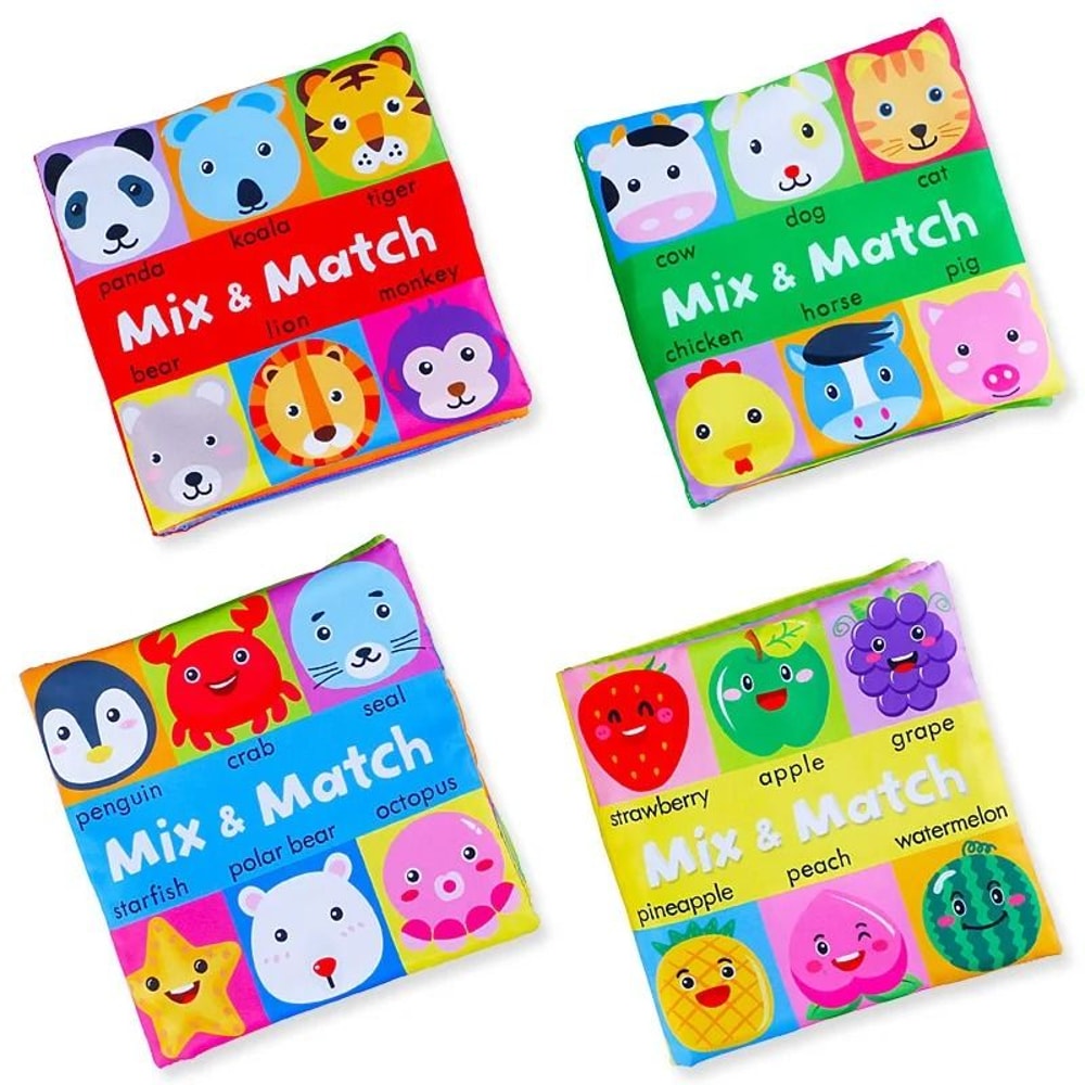 Montessori Early Educational Cartoon Animal Face Matching Cloth Book 3