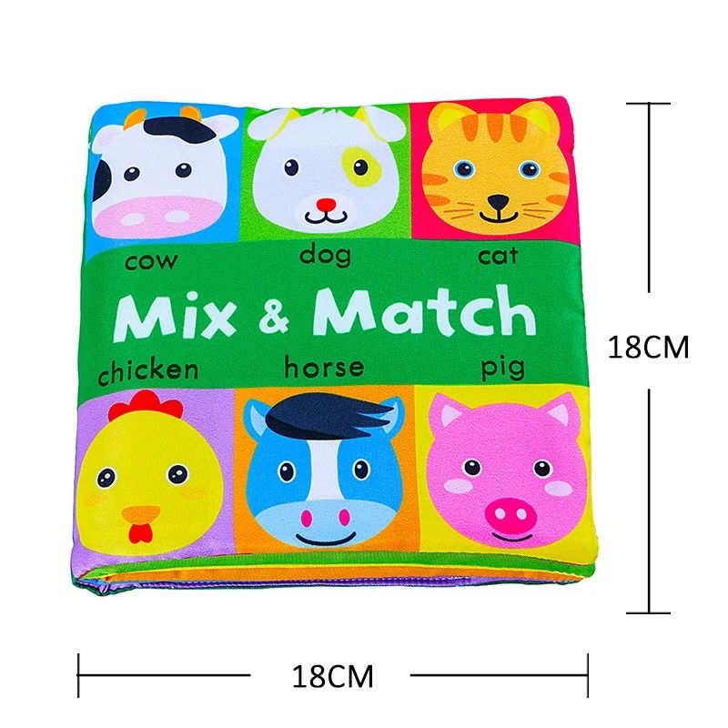 Montessori Early Educational Cartoon Animal Face Matching Cloth Book 8