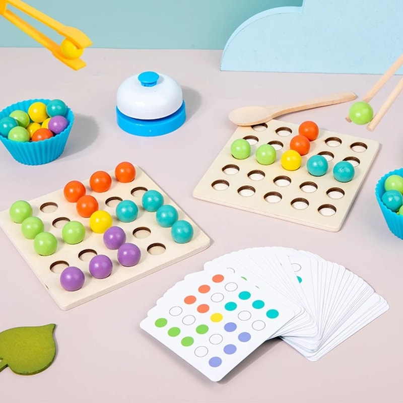 Montessori Wooden Clip Beads Color Sorting Toy 2