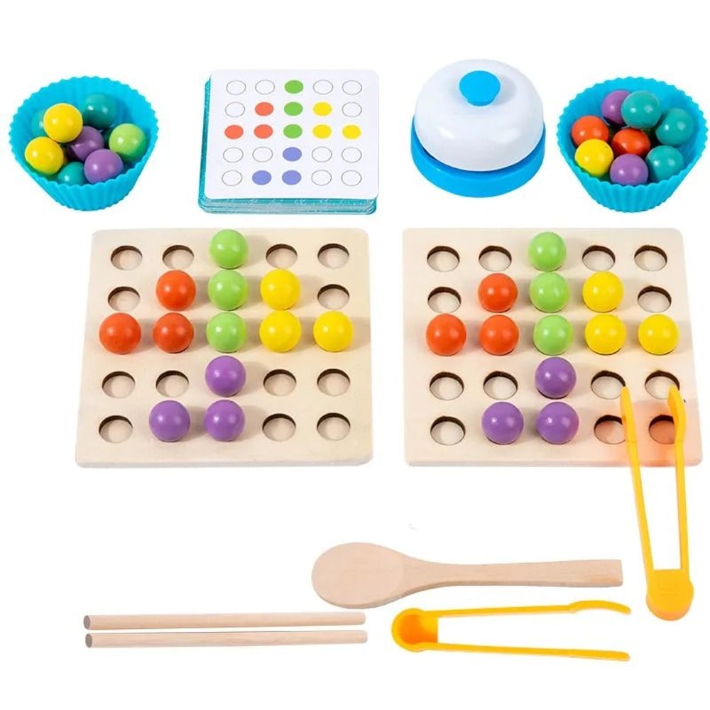 Montessori Wooden Clip Beads Color Sorting Toy 6