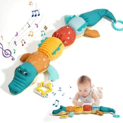 musical stuffed animal tummy time toy with ruler design
