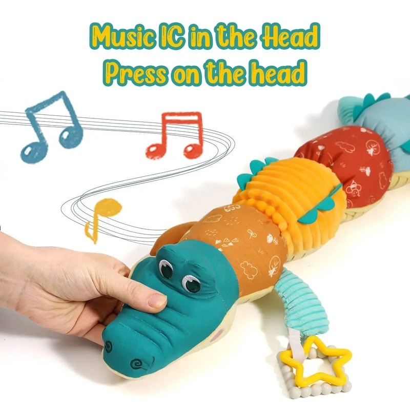 Musical Stuffed Animal Tummy Time Toy With Ruler Design 1