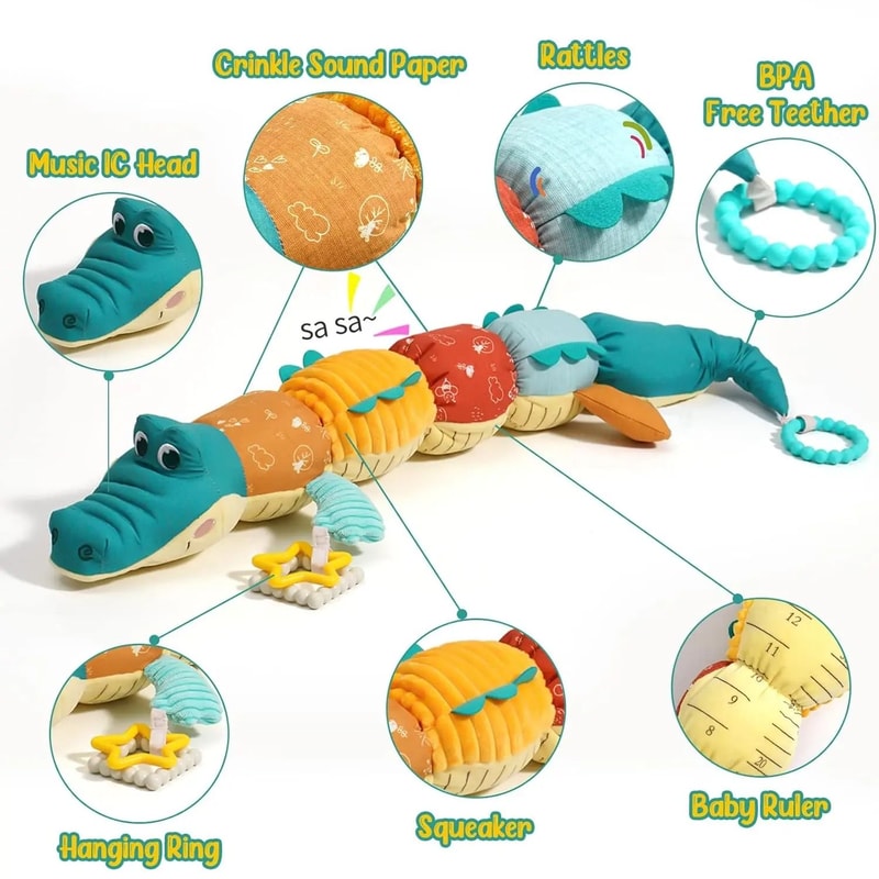 Musical Stuffed Animal Tummy Time Toy With Ruler Design 2