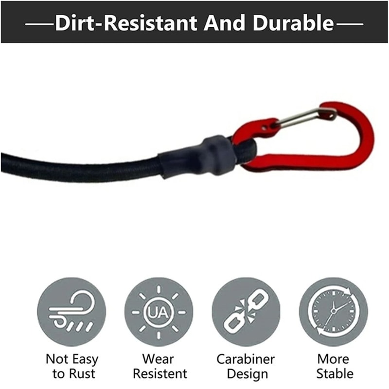 Heavy Duty Bungee Cord With Carabiner Hooks 2