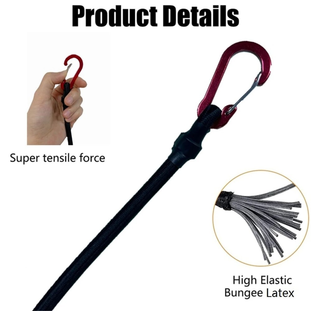 Heavy Duty Bungee Cord With Carabiner Hooks 3