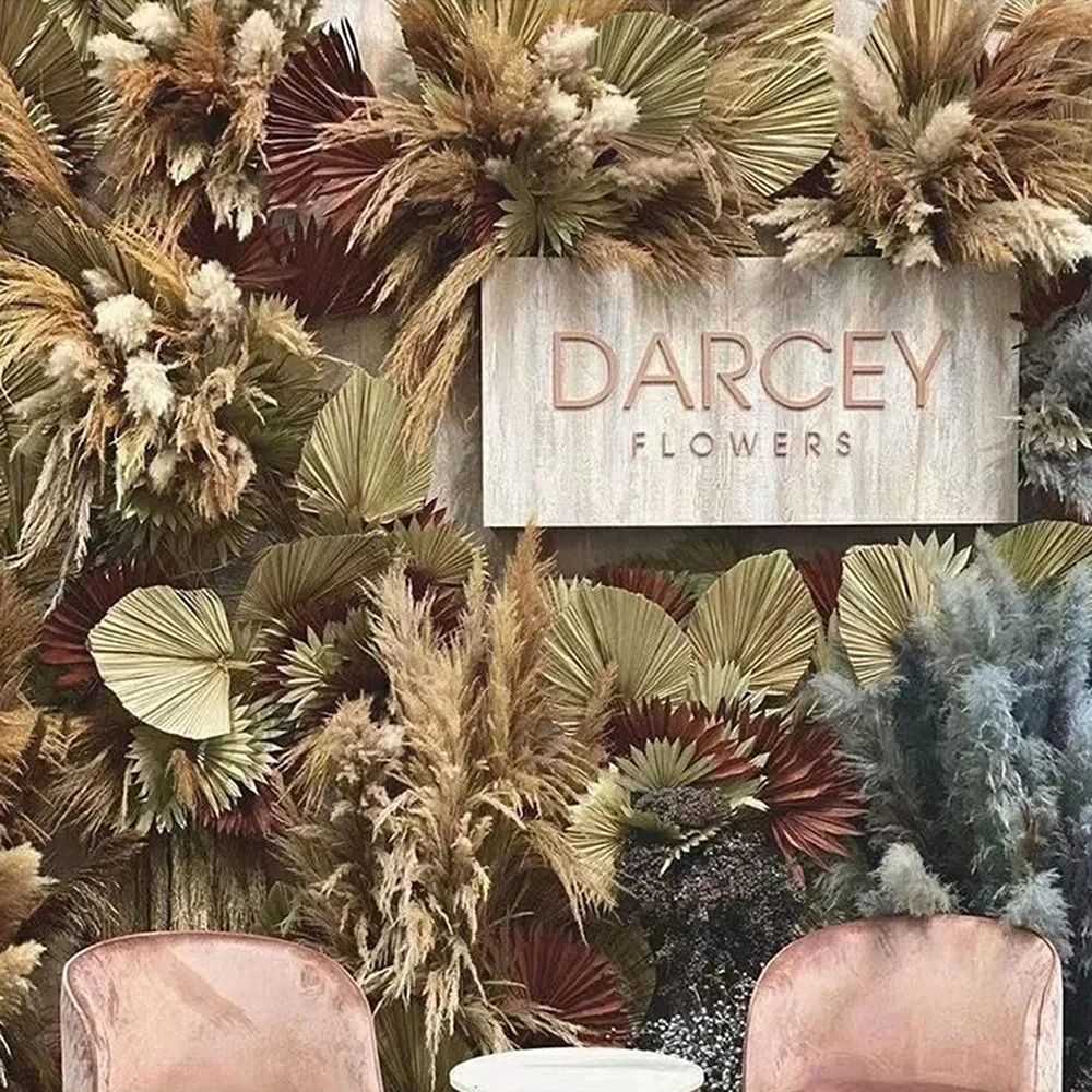 2 PCS Dried Palm Fan Leaf Pampas Grass Set 2