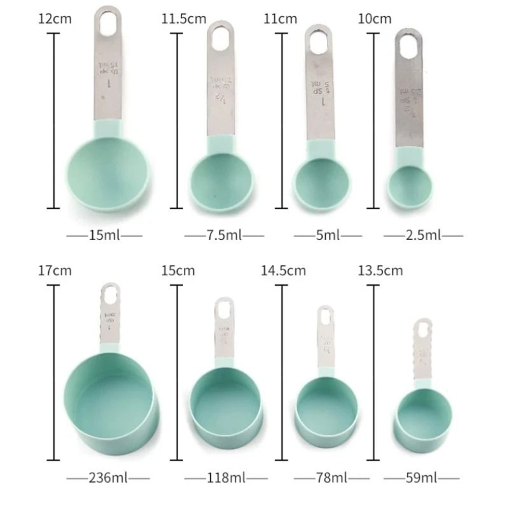 8PCS Stainless Steel Handle Measuring Cups And Spoons Set 1