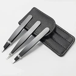 3 pcs premium stainless steel eyebrow tweezers set
