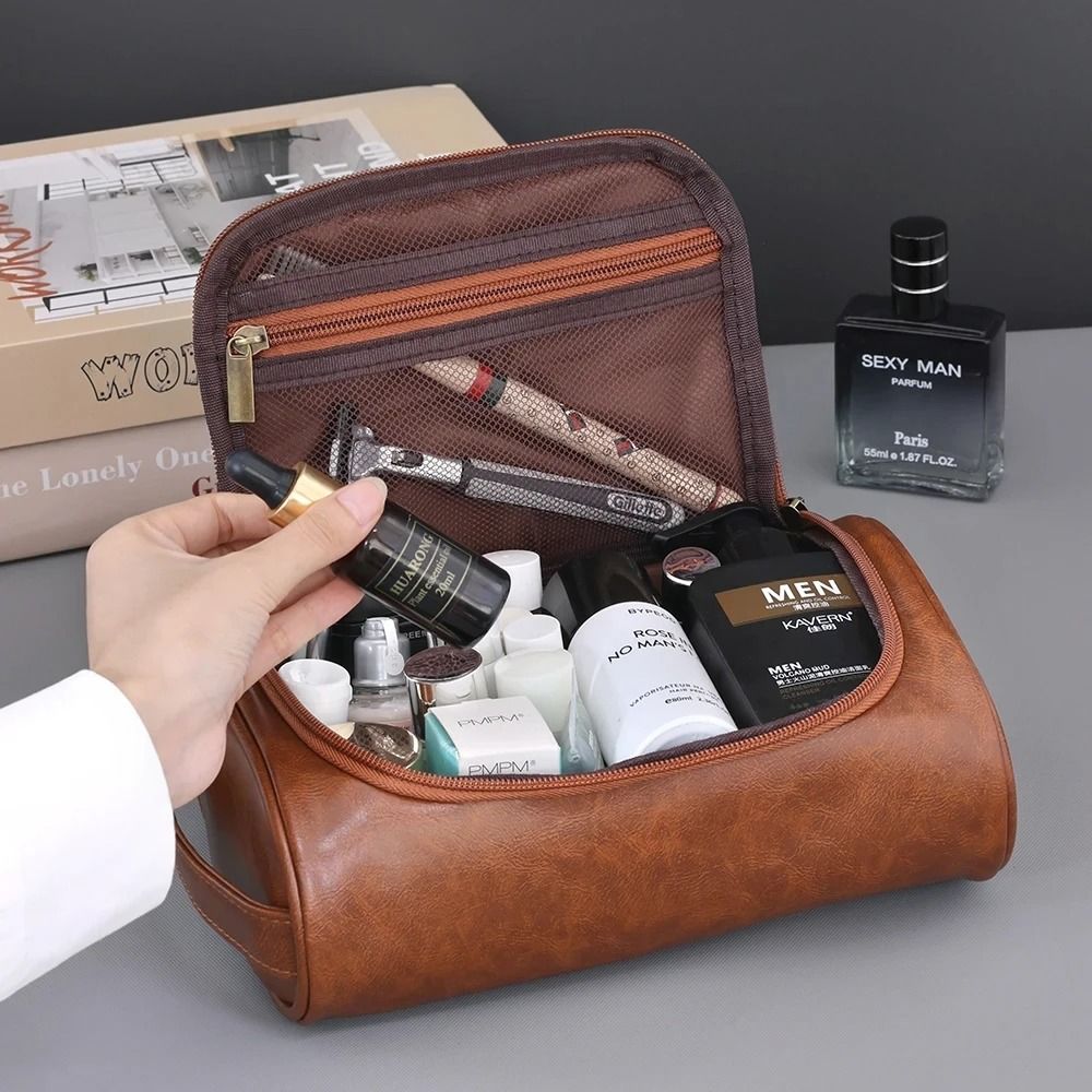 HighQuality Retro PU Leather Travel Toiletry Bag 2