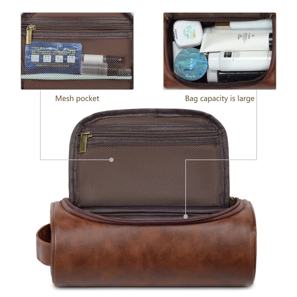HighQuality Retro PU Leather Travel Toiletry Bag 3