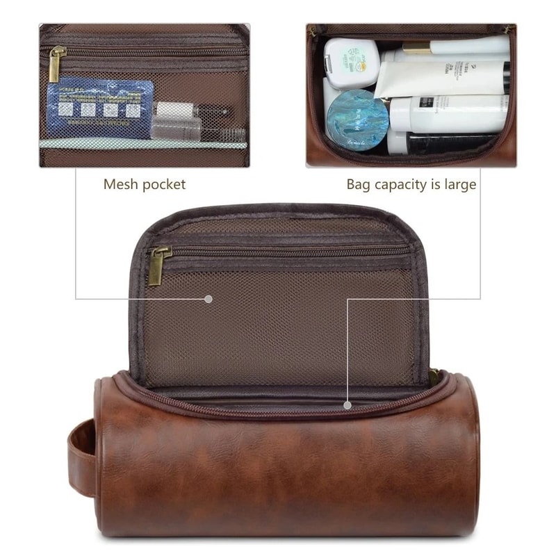 HighQuality Retro PU Leather Travel Toiletry Bag 3