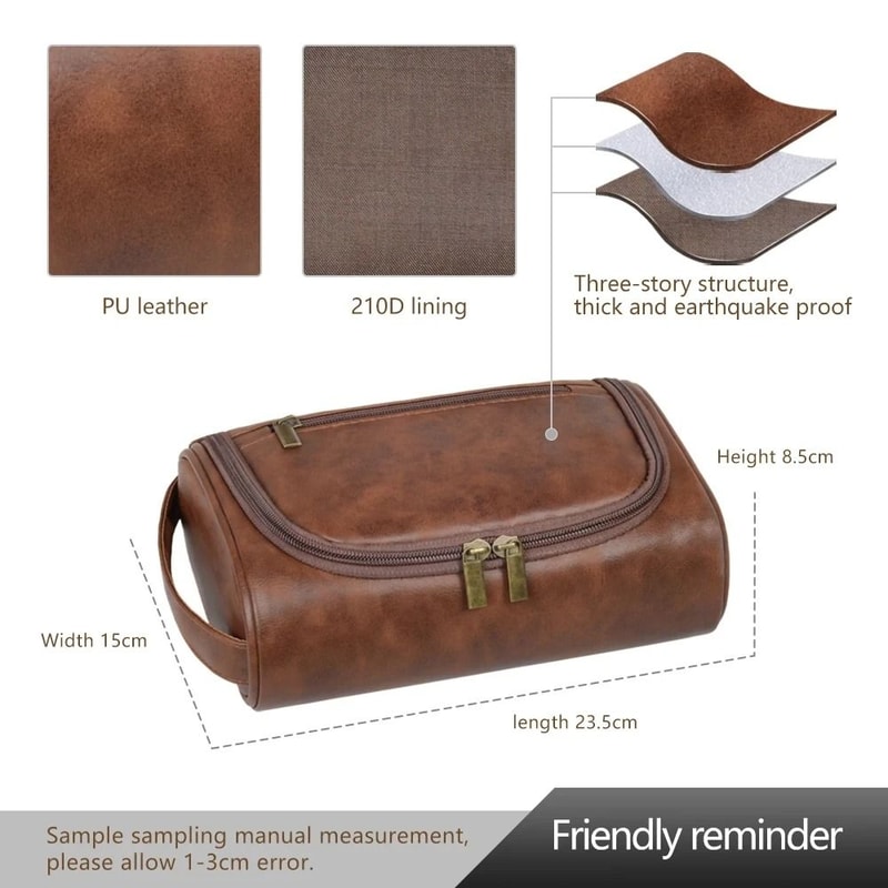 HighQuality Retro PU Leather Travel Toiletry Bag 4