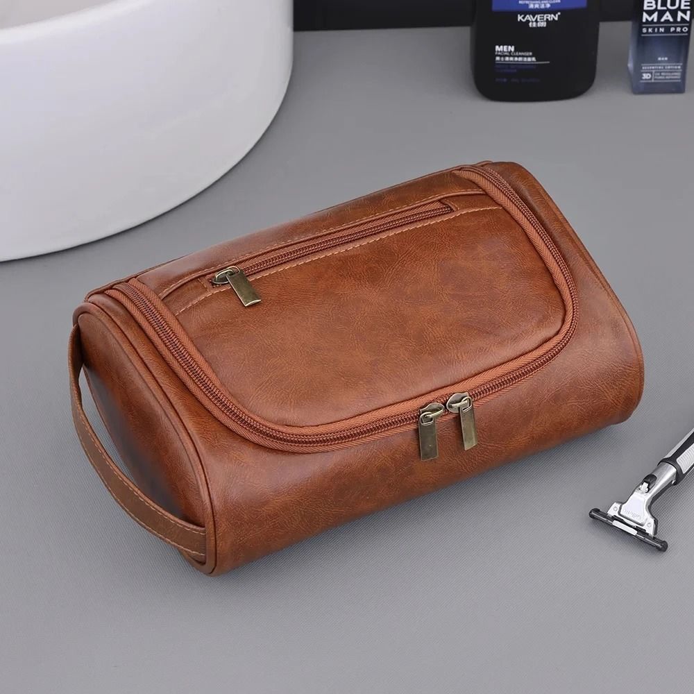 HighQuality Retro PU Leather Travel Toiletry Bag 6