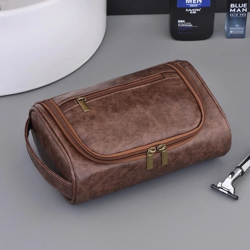 HighQuality Retro PU Leather Travel Toiletry Bag 7