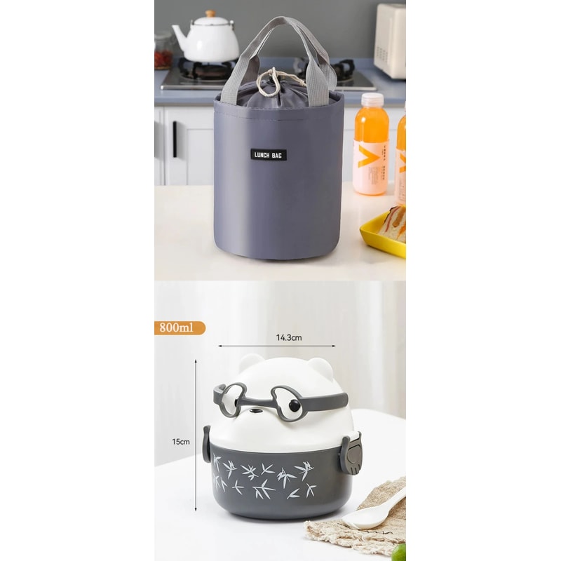 Portable Insulated Stackable Cartoon Bear Bento Set 13