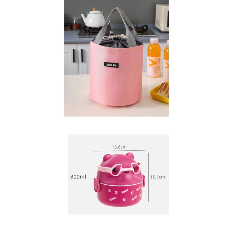 Portable Insulated Stackable Cartoon Bear Bento Set 15