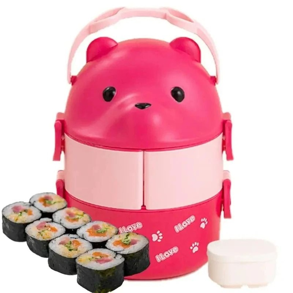Portable Insulated Stackable Cartoon Bear Bento Set 5