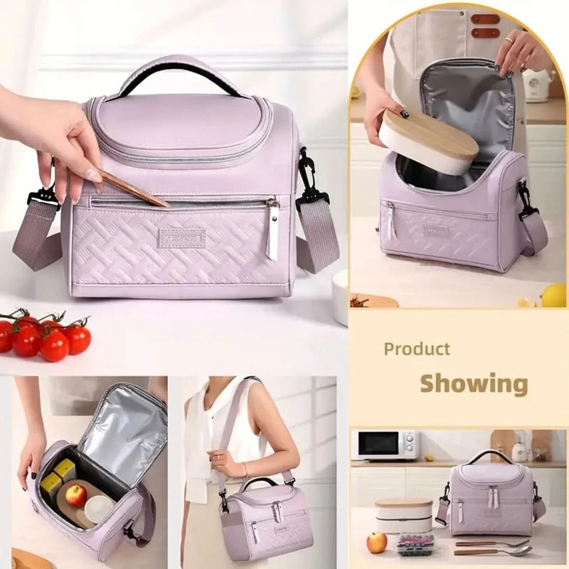 Premium LargeCapacity Insulated Shoulder Bento Bag 1