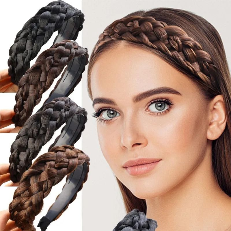 AOSIWIG Synthetic Wide Fishbone Braid Headband 0