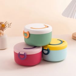 cartoon round portable picnic bento box for kids