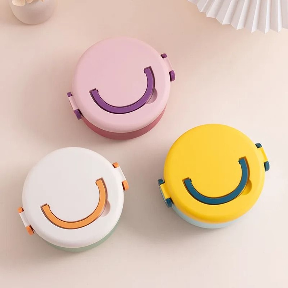 Cartoon Round Portable Picnic Bento Box For Kids 2