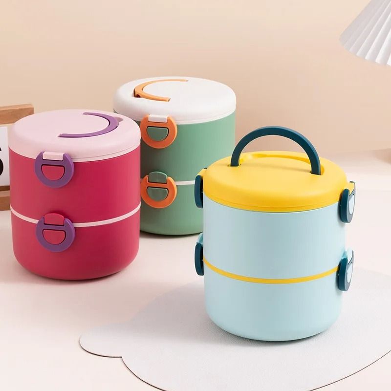Cartoon Round Portable Picnic Bento Box For Kids 3