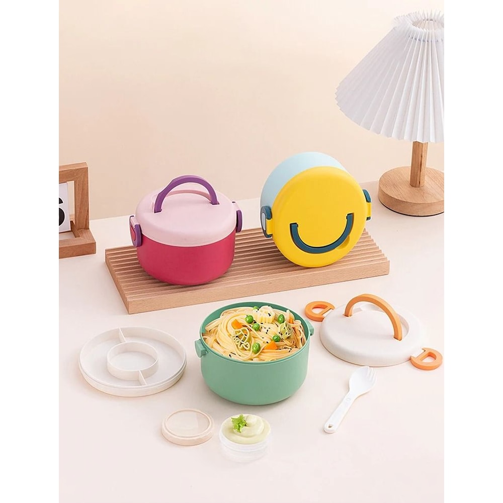 Cartoon Round Portable Picnic Bento Box For Kids 5