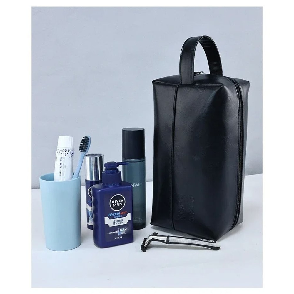 Mens Business PU Leather Travel Toiletry Bag 4