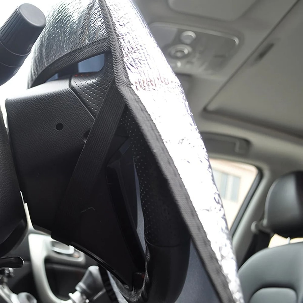 Car Steering Wheel Silver Sun Shade 5
