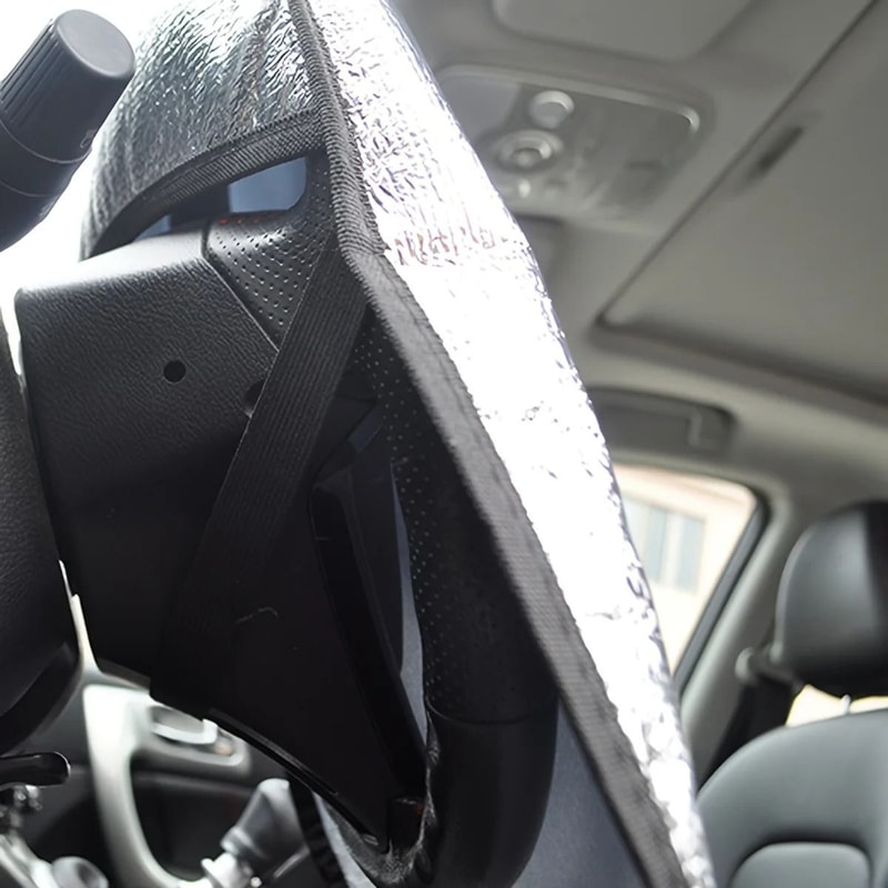 Car Steering Wheel Silver Sun Shade 5