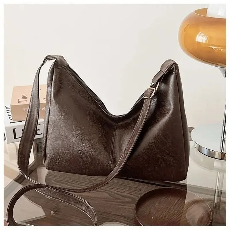 Vintage PU Leather Fashion Commuter Tote And Crossbody Bag 2