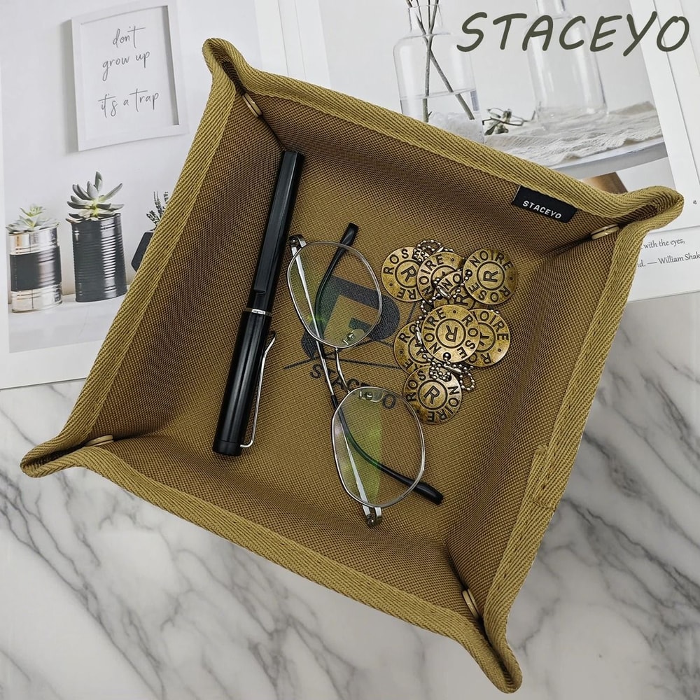 Khaki Foldable Desktop And Camping Storage Tray 3