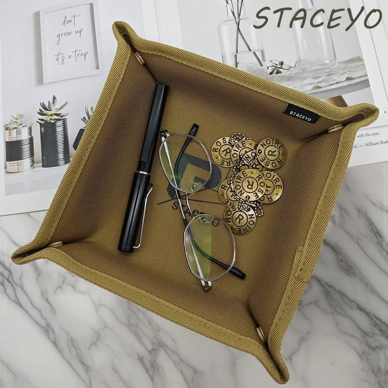 Khaki Foldable Desktop And Camping Storage Tray 3