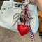 Trendy Leather Heart Bow Delicate Beaded Keychain 6